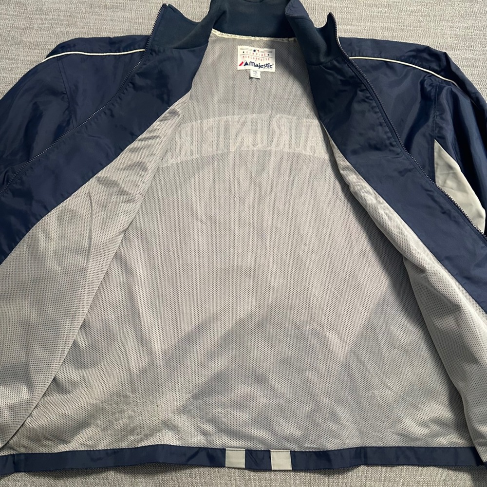 Majestic Seattle Mariners Windbreaker Mens XXL Navy Blue Full Zip MLB Jacket - Picture 7 of 11